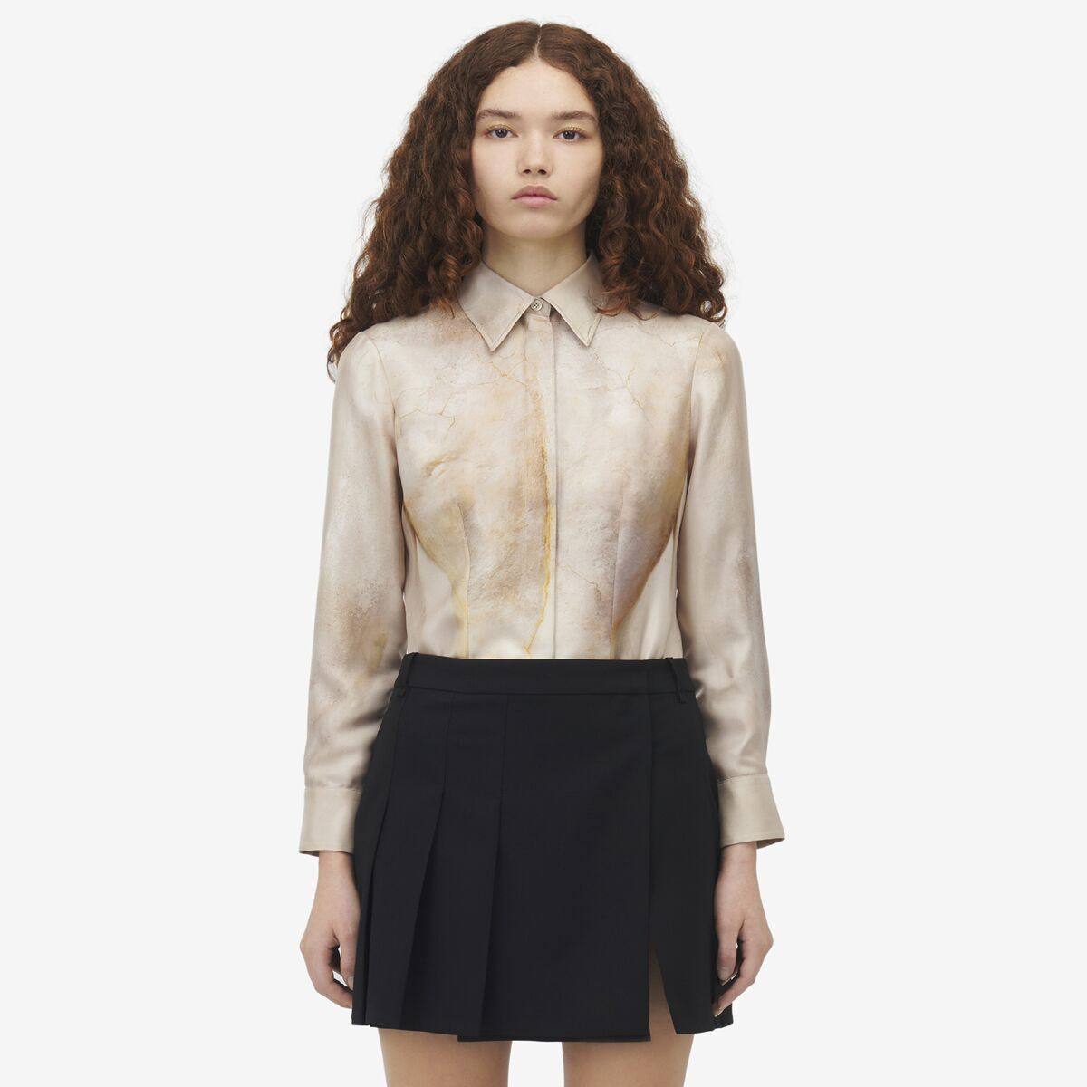 Alexander McQueen Women's White Sculpted Statue Shirt - 44 (Silk)